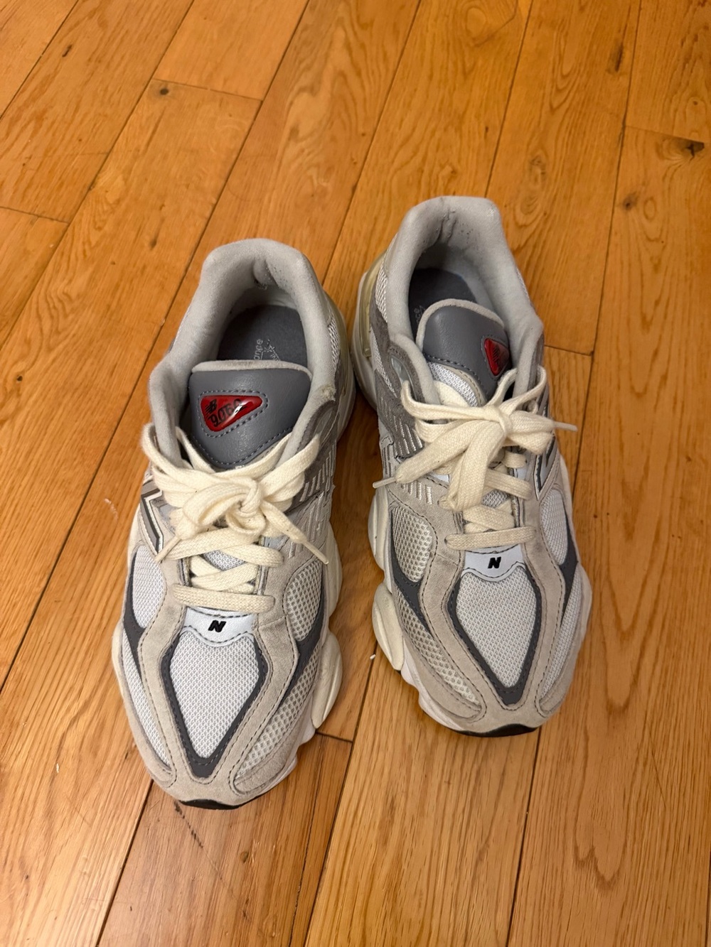 New Balance 9060 White and Gray Athletic Sneakers